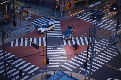 High angle view of road crossing sign