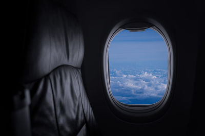 Sky seen through airplane window