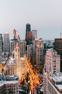 Cityscape against clear sky