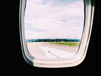 Close-up of airplane window