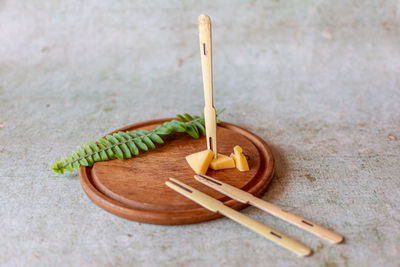 Close-up of banana on table