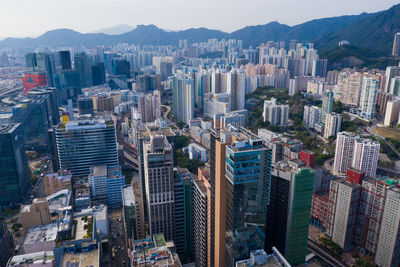 Aerial view of building in city