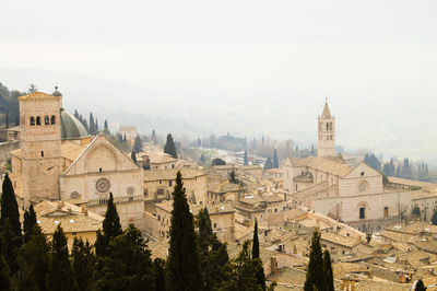 Panoramic view of city buildings against sky