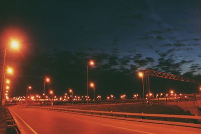 Light trails on road at night