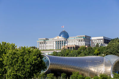 View of buildings against clear sky