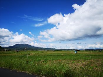 Scenic view of field against sky