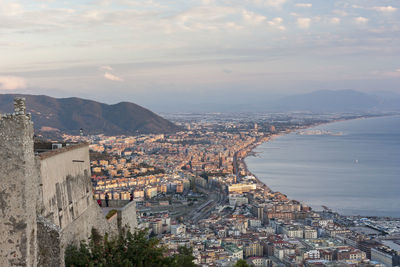 Aerial photo. salerno city. amalfi coast. italy