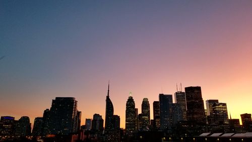 View of buildings against sky during sunset