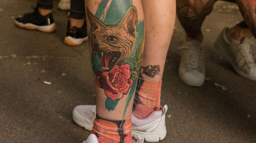 Low section of people on street