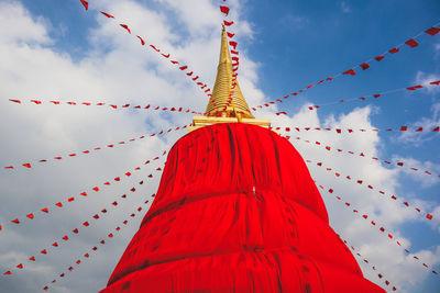 Low angle view of temple against sky