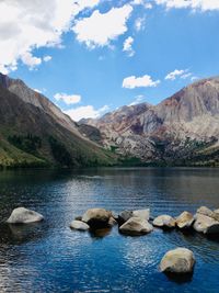 Scenic view of lake against sky