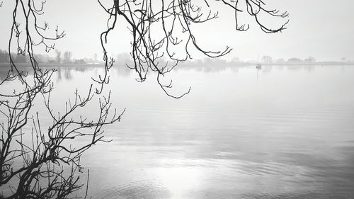 Scenic view of sea in foggy weather