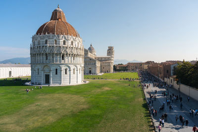 View of building on field against sky