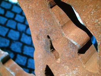 High angle view of rusty metal