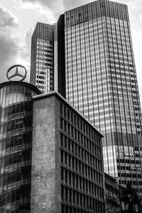 Low angle view of modern buildings against sky