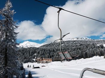 Scenic view of snow covered mountains against sky