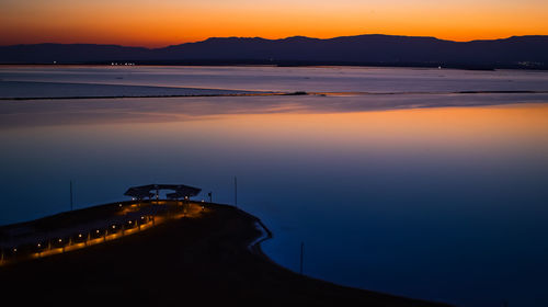 Scenic view of sea against sky at sunset