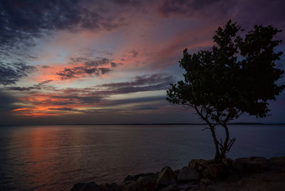 Scenic view of sea against sky at sunset