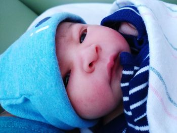 Close-up of cute baby sleeping