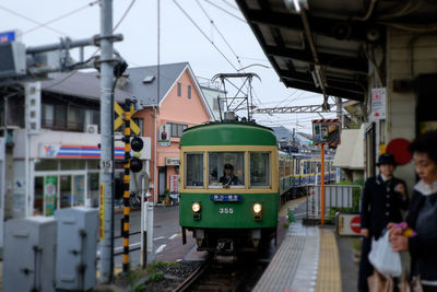 Train at railroad station platform