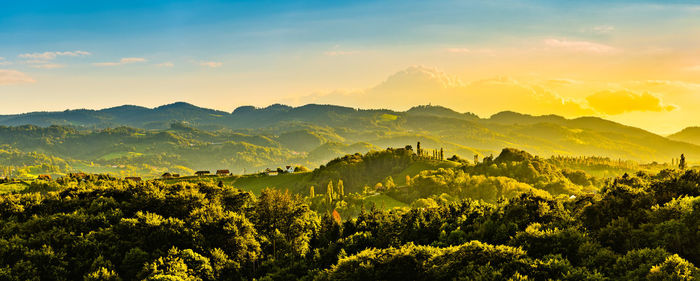 Scenic view of landscape against sky during sunset