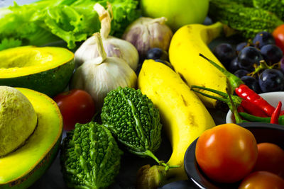 Close-up of fruits and vegetables