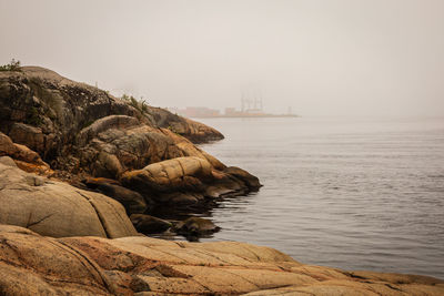 Scenic view of sea against clear sky