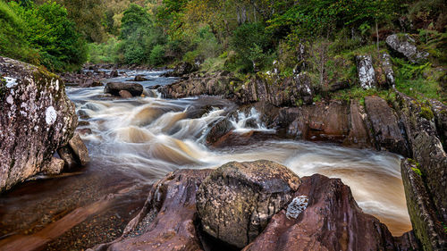 River entering the gorge above the bracklinn falls on the river keltie