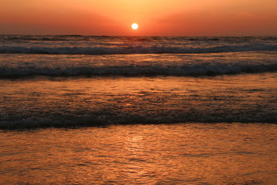Scenic view of sea during sunset