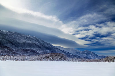 Winter with snow on lika, foothill of the velebit mountain croatia
