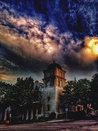 View of buildings at night