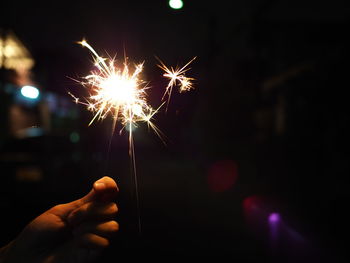 Firework display at night