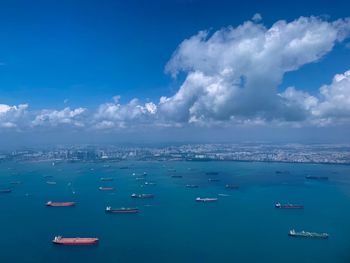 Scenic view of sea against blue sky