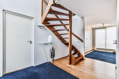 Low angle view of staircase in apartment