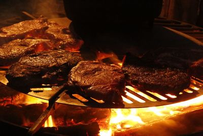 Close-up of food on barbecue grill