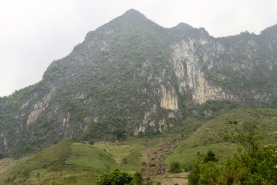 Scenic view of landscape and mountains against sky