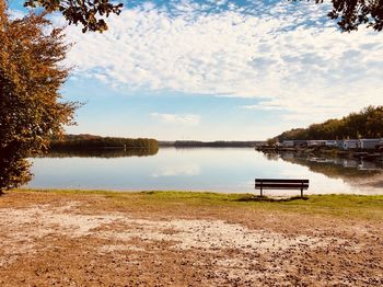 Scenic view of lake against sky