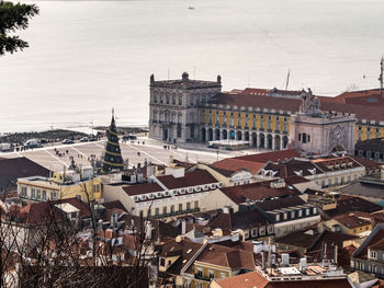 Aerial view of commerce square in lisbon