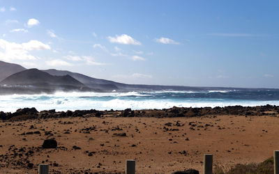 Scenic view of beach against sky