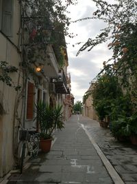 Narrow pathway along built structures