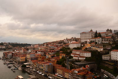 High angle view of townscape against sky