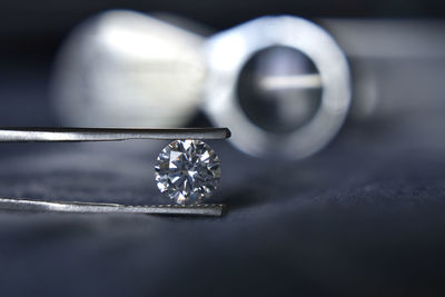 Close-up of ring on table