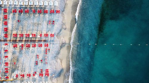 High angle view of italian beach