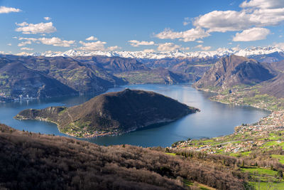 Montisola, iseo lake view from colmi of sulzano, brescia province