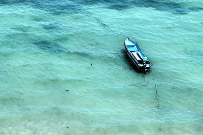 High angle view of boat in sea