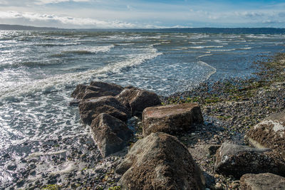 Aerial view of sea against sky