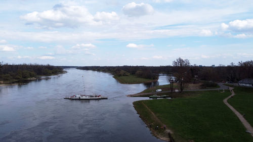 High angle view of river against sky