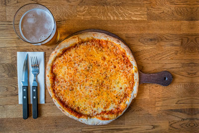 High angle view of breakfast on table