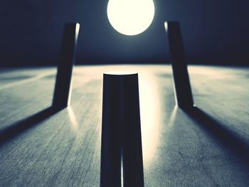 High angle view of illuminated lamp on table