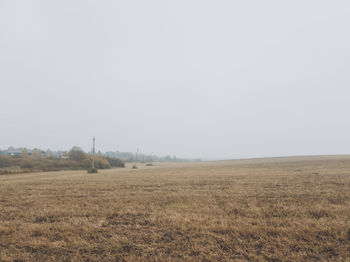 Scenic view of field against clear sky